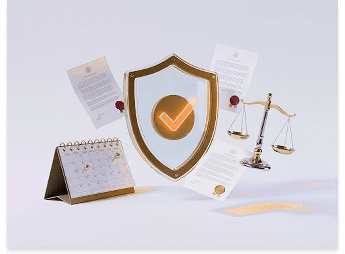 Illustration of compliance documents and a filing calendar