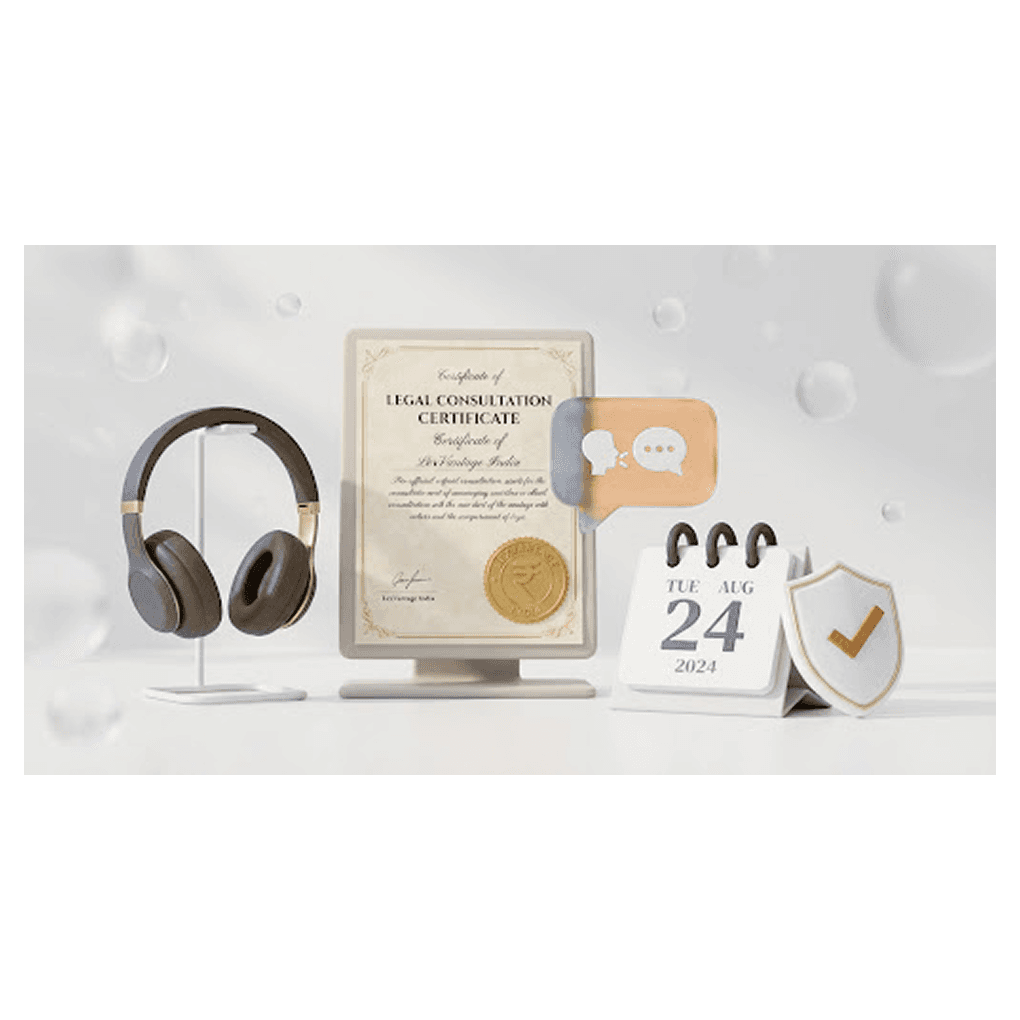 Consultation illustration with documents, calendar and headset