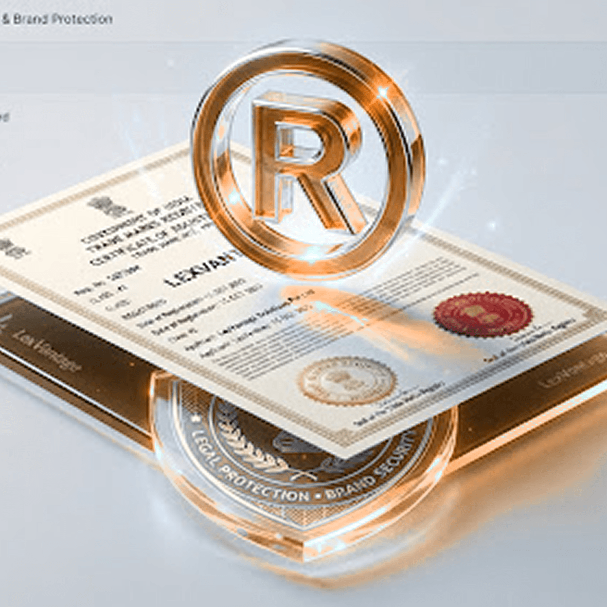 Illustration of a trademark application and brand protection